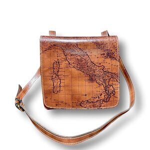 Patricia Nash Genuine Leather Signature Map Granada Riot Rust Cross Body Handbag